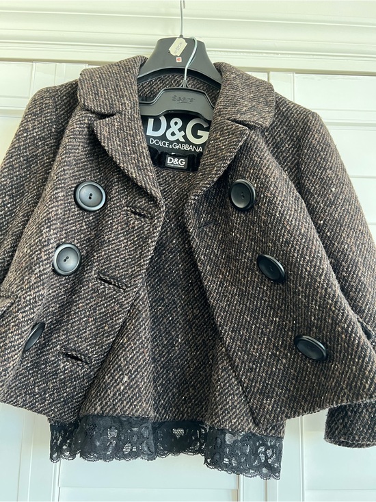 Dolce & Gabbana Jackets & Blazers - Sexy Dolce Gabbana Brown Tweed Double-Breasted cropped with matching skit